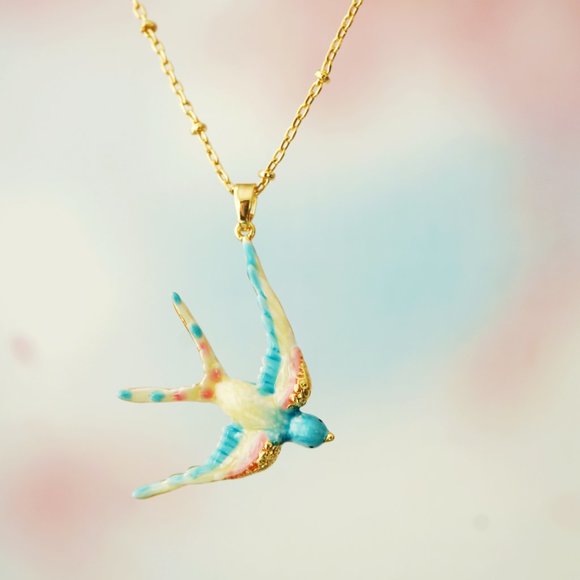 NWT  blue swallow necklace BILL SKINNER - Picture 3 of 12